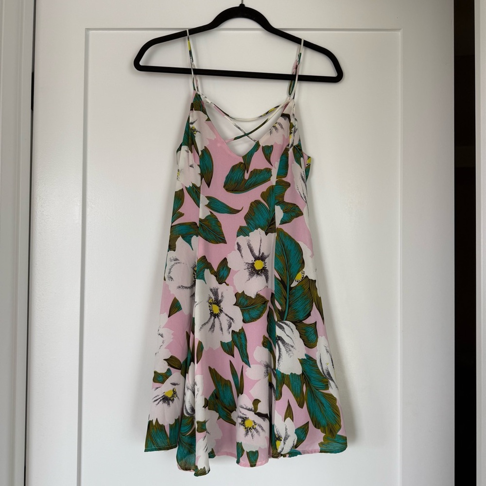 LUCCA COUTURE: Floral Pink and Green Slip Dress